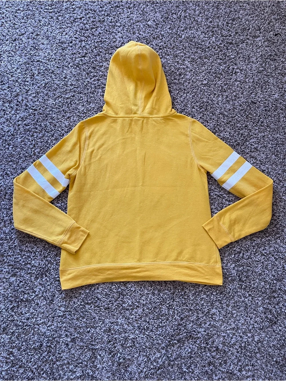 MTV Music Television Hoodie Yellow Retro Varsity Stripe Sweatshirt Womens Size L